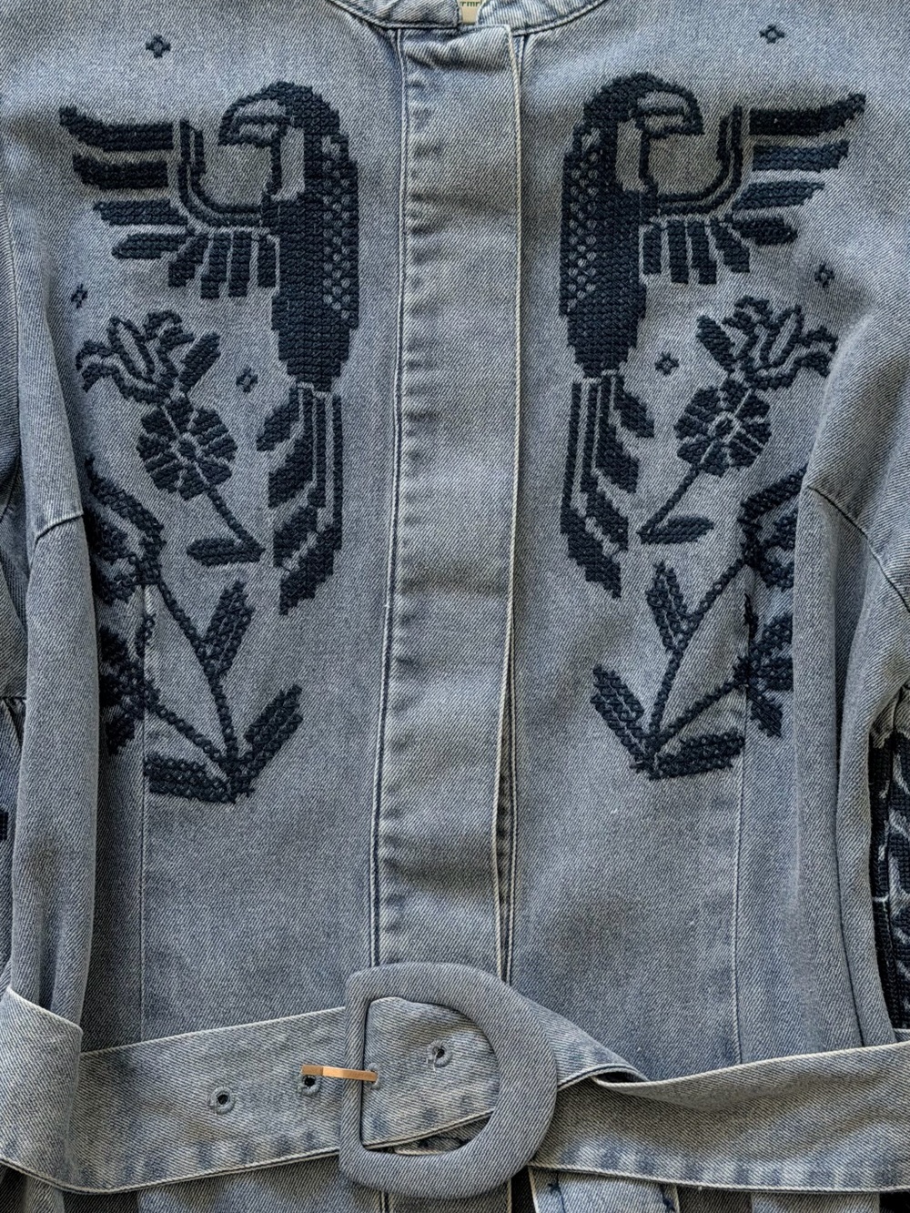 FARM RIO Denim Mini Dress with Navy Embroidery - Picture 5 of 6